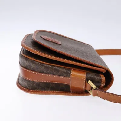 Pre-owned Celine Céline Macadam Brown,gold Canvas Shoulder Bag () In Multi