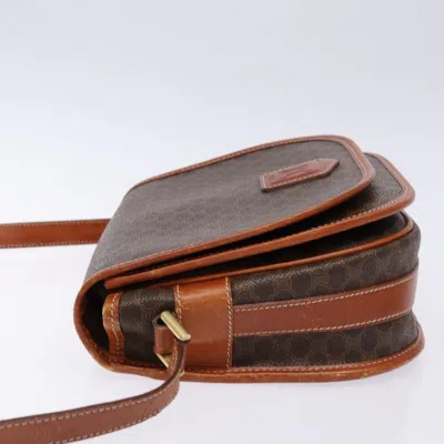 Pre-owned Celine Céline Macadam Brown,gold Canvas Shoulder Bag () In Multi