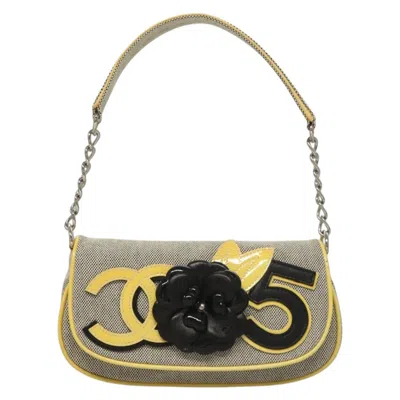Pre-owned Chanel Camellia Grey Canvas Clutch Bag () In Gray