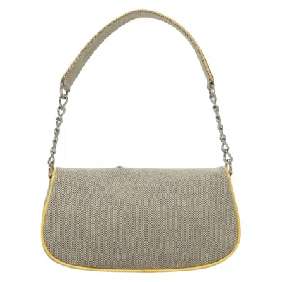 Pre-owned Chanel Camellia Grey Canvas Clutch Bag () In Gray