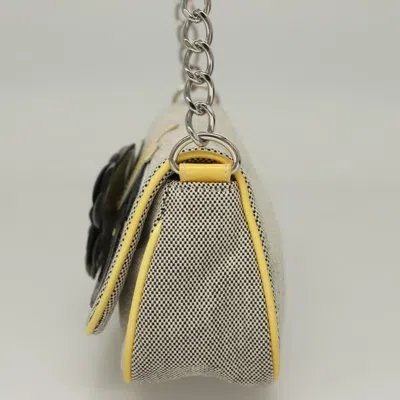 Pre-owned Chanel Camellia Grey Canvas Clutch Bag () In Gray