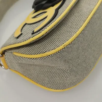 Pre-owned Chanel Camellia Grey Canvas Clutch Bag () In Gray