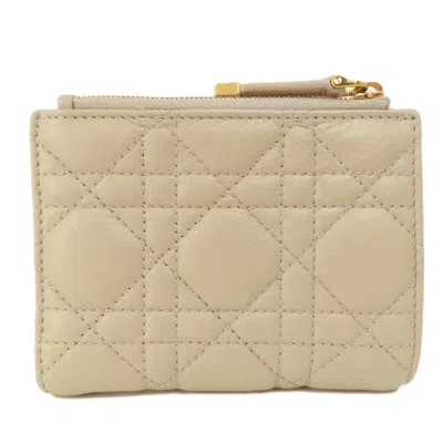Pre-owned Dior Christian  Beige Leather Wallet (bi-fold) () In Sand