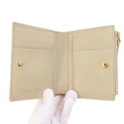 Pre-owned Dior Christian  Beige Leather Wallet (bi-fold) () In Sand