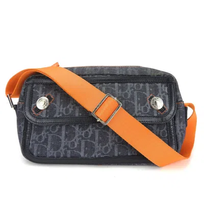 Pre-owned Dior Christian  Navy Orange Denim Leather Shoulder Bag ()