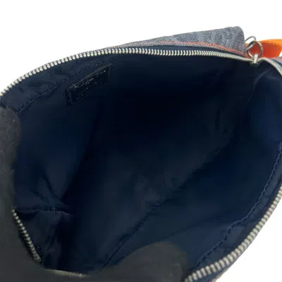 Pre-owned Dior Christian  Navy Orange Denim Leather Shoulder Bag ()