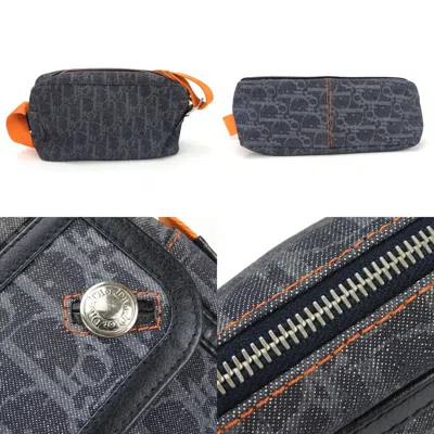 Pre-owned Dior Christian  Navy Orange Denim Leather Shoulder Bag ()