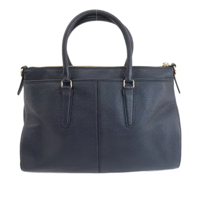 Pre-owned Coach Navy Leather Handbag Shoulder Bag () In Blue