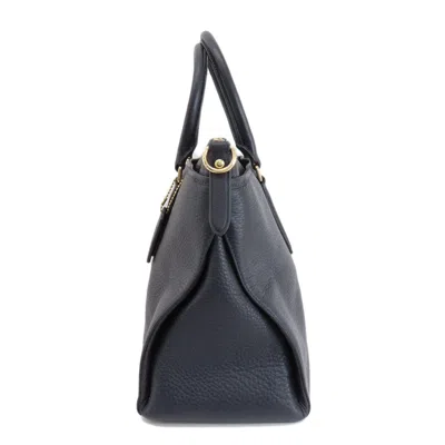 Pre-owned Coach Navy Leather Handbag Shoulder Bag () In Blue