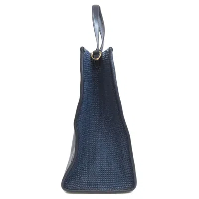 Pre-owned Coach Navy Straw Tote Bag () In Blue