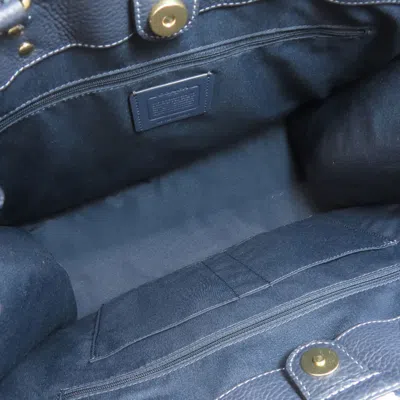 Pre-owned Coach Navy Straw Tote Bag () In Blue
