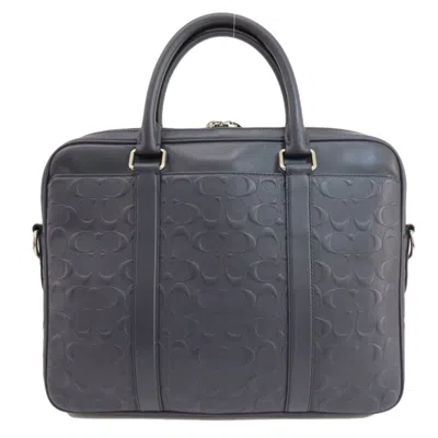 Pre-owned Coach Signature Navy Leather Handbag Shoulder Bag () In Blue