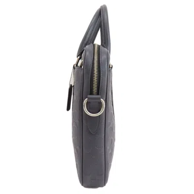 Pre-owned Coach Signature Navy Leather Handbag Shoulder Bag () In Blue