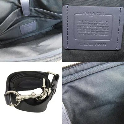 Pre-owned Coach Signature Navy Leather Handbag Shoulder Bag () In Blue