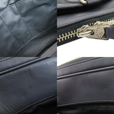 Pre-owned Coach Signature Navy Leather Handbag Shoulder Bag () In Blue