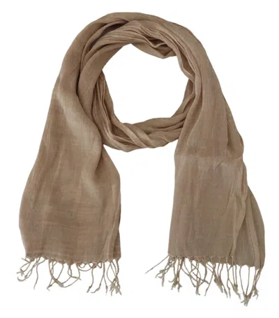 Costume National Beige Cotton Shawl Foulard Fringe Women's Scarf In Sand