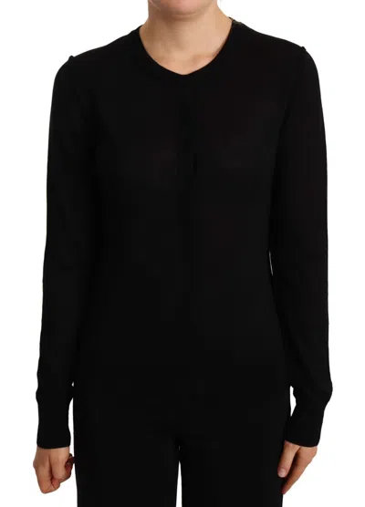 Dolce & Gabbana Black Crewneck Pullover Staff Sweater Wool In Black