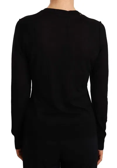 Dolce & Gabbana Black Crewneck Pullover Staff Sweater Wool In Black