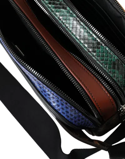 Dolce & Gabbana Black Exotic Leather Logo Belt Waist Fanny Pack Women's Bag In Multi