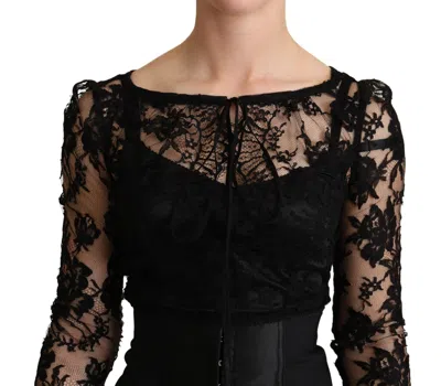 Dolce & Gabbana Black Fitted Lace Top Bodycon Mini Dress In Black