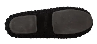 Dolce & Gabbana Black Slip On Ballerina Flats Wool Knit Women's Shoes In Black