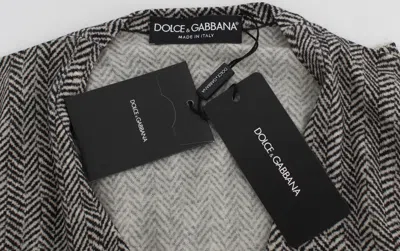 Dolce & Gabbana Black White Wool Top Cardigan Sweater In Gray