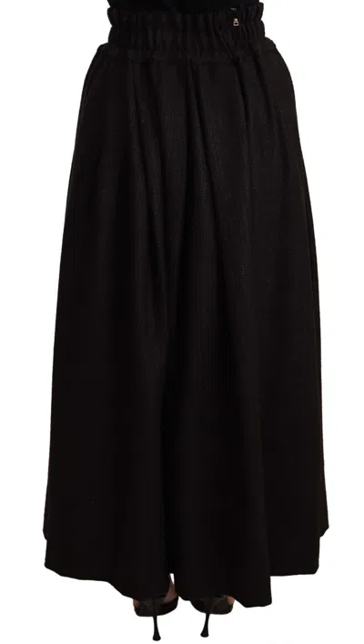 Dolce & Gabbana Black Wool High Waist Maxi Piece Women's Skirt In Black