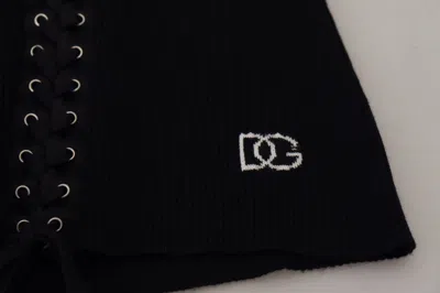 Dolce & Gabbana Black Wool Knitted Tie Up Slim Fit Women's Sweater In Black