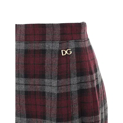Dolce & Gabbana Bordeaux Wool Mini Skirt In Burgundy