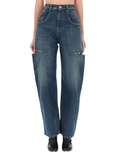 Maison Margiela Cut-out Jeans In Animal Print