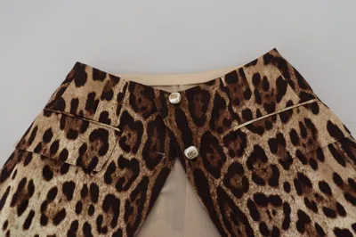 Dolce & Gabbana Brown Leopard Print Wool A-line Mini Skirt In Brown