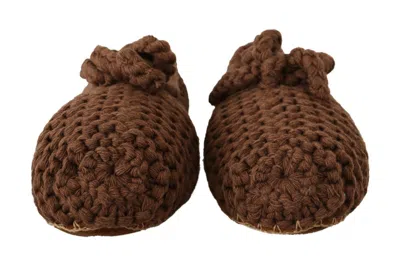 Dolce & Gabbana Brown Slip On Ballerina Flats Wool Knit Women's Shoes In Brown