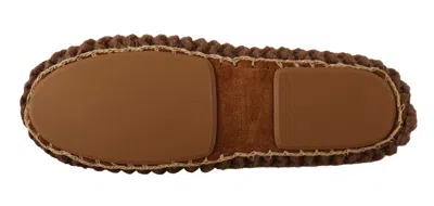Dolce & Gabbana Brown Slip On Ballerina Flats Wool Knit Women's Shoes In Brown