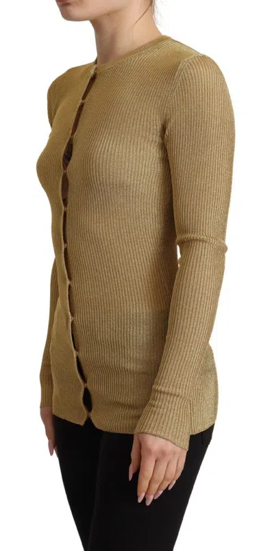 Dolce & Gabbana Gold Viscose Blend Buttons Cardigan Sweater In Gold