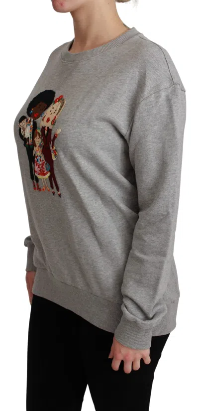 Dolce & Gabbana Gray #dgfamily Cotton Pullover Sweater In Gray