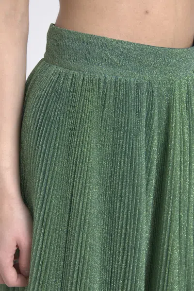 Dolce & Gabbana Metallic Green High Waist A-line Pleated Women's Skirt In Green