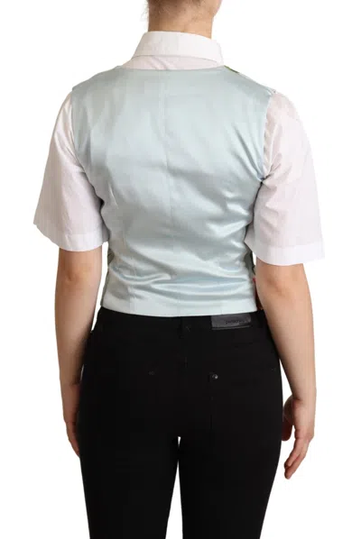 Dolce & Gabbana Mint Green Floral Silk Waistcoat Vest In Multi