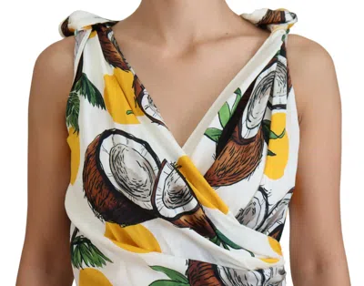 Dolce & Gabbana Elegant White Silk Sheath Mini Dress In Animal Print