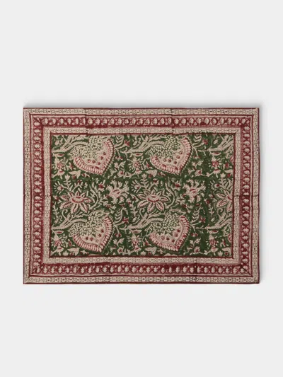 Chamois Cypress Block-printed Linen Placemats (set Of 4) In Multi