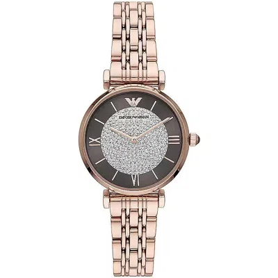 Emporio Armani Elegant Rose Gold-tone Ladies Women's Watch In Brown