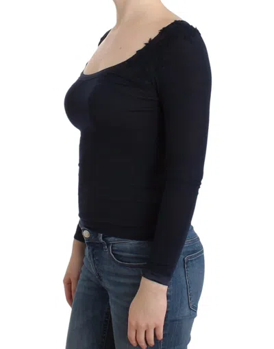 Ermanno Scervino Lingerie Blue Top Blouse Jumper Lace Women's Rayon In Blue