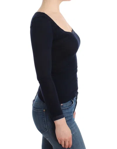 Ermanno Scervino Lingerie Blue Top Blouse Jumper Lace Women's Rayon In Blue