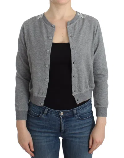 Ermanno Scervino Lingerie Gray Lace Sweater Cardigan Women's Top In Gray