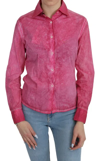 Ermanno Scervino Pink Collared Long Sleeve Shirt Blouse Women's Top In Pink