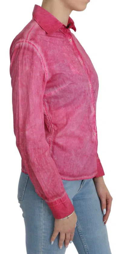 Ermanno Scervino Pink Collared Long Sleeve Shirt Blouse Women's Top In Pink
