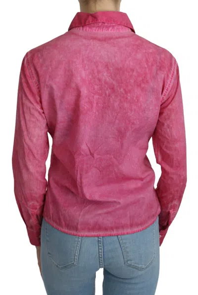 Ermanno Scervino Pink Collared Long Sleeve Shirt Blouse Women's Top In Pink