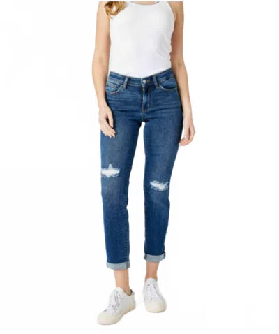 Judy Blue Tori Mid Rise Slim Straight Leg Jeans In Blue In Blue