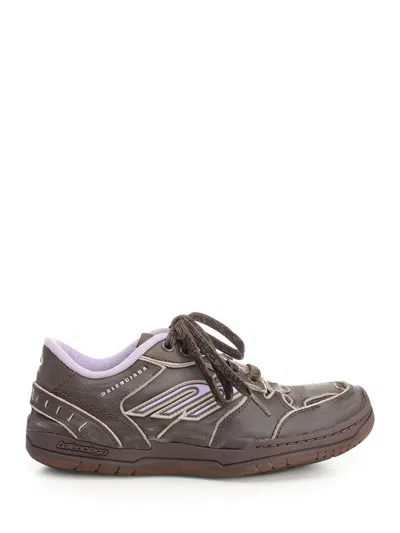 Balenciaga Hamptons Worn-out Sneakers Brown And Lilac In Multi