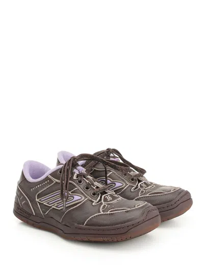 Balenciaga Hamptons Worn-out Sneakers Brown And Lilac In Multi