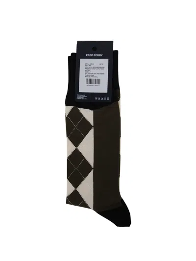 Fred Perry Fp Argyle Pattern Socks In Black